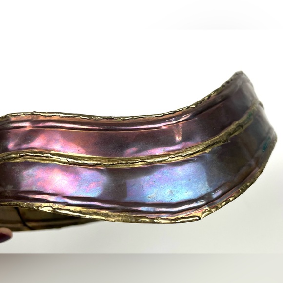 Vintage Handmade Brutalist Hammered Metal Copper Belt - Picture 5 of 16